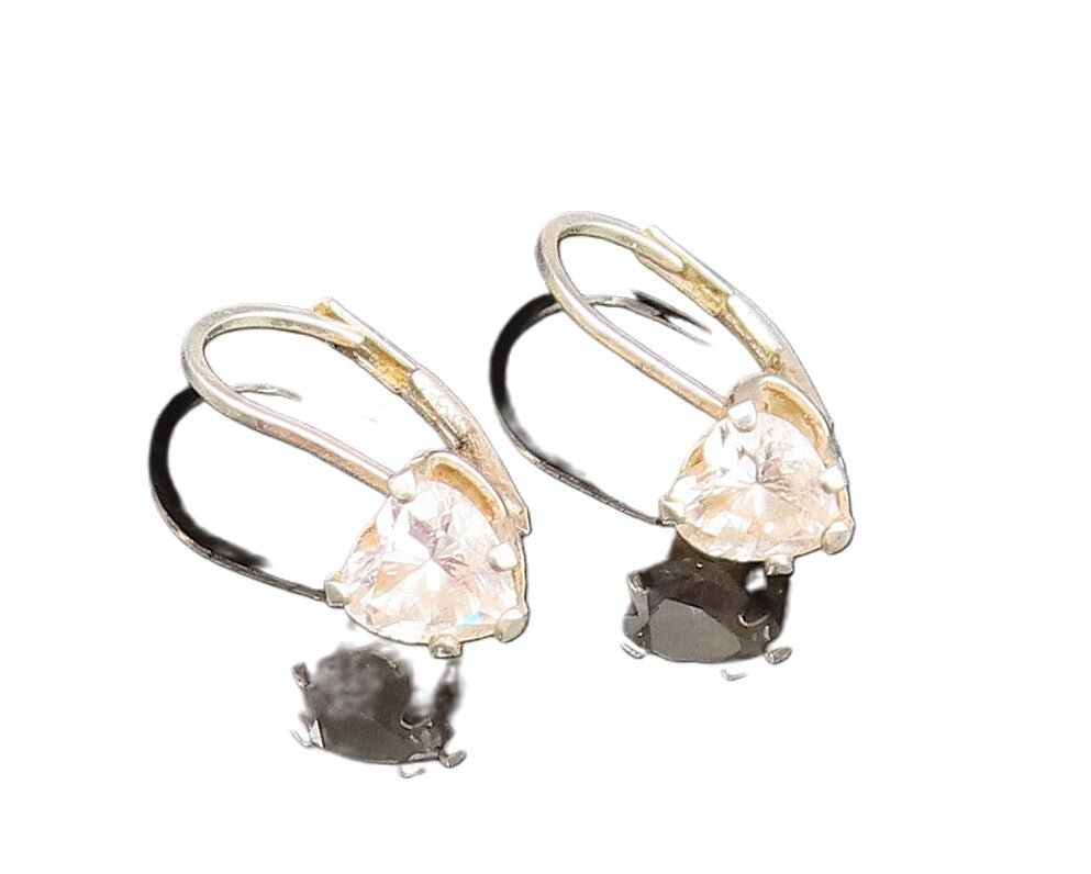 925 Silver  Vintage Dainty Cubic Zirconia Love Heart Drop Earrings  EG11920