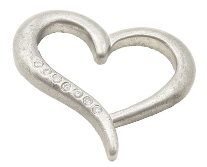 925 Sterling Silver  Vintage Petite Topaz Open Love Heart Pendant  PT9667