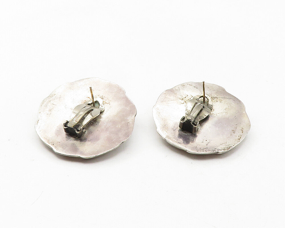 MEXICO 925 Sterling Silver  Vintage Cabochon Black Onyx Drop Earrings  EG6313