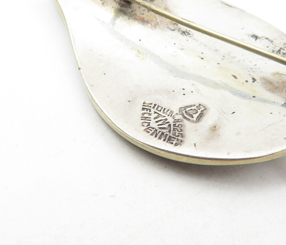 TMT MEXICO 925 Sterling Silver  Vintage Abalone Shell Leaf Brooch Pin  BP3403