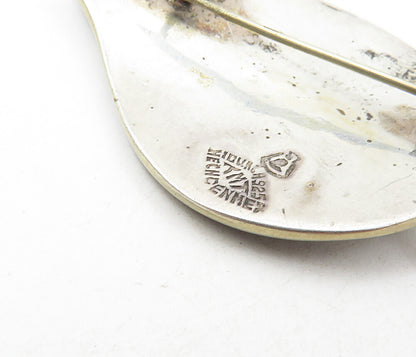 TMT MEXICO 925 Sterling Silver  Vintage Abalone Shell Leaf Brooch Pin  BP3403