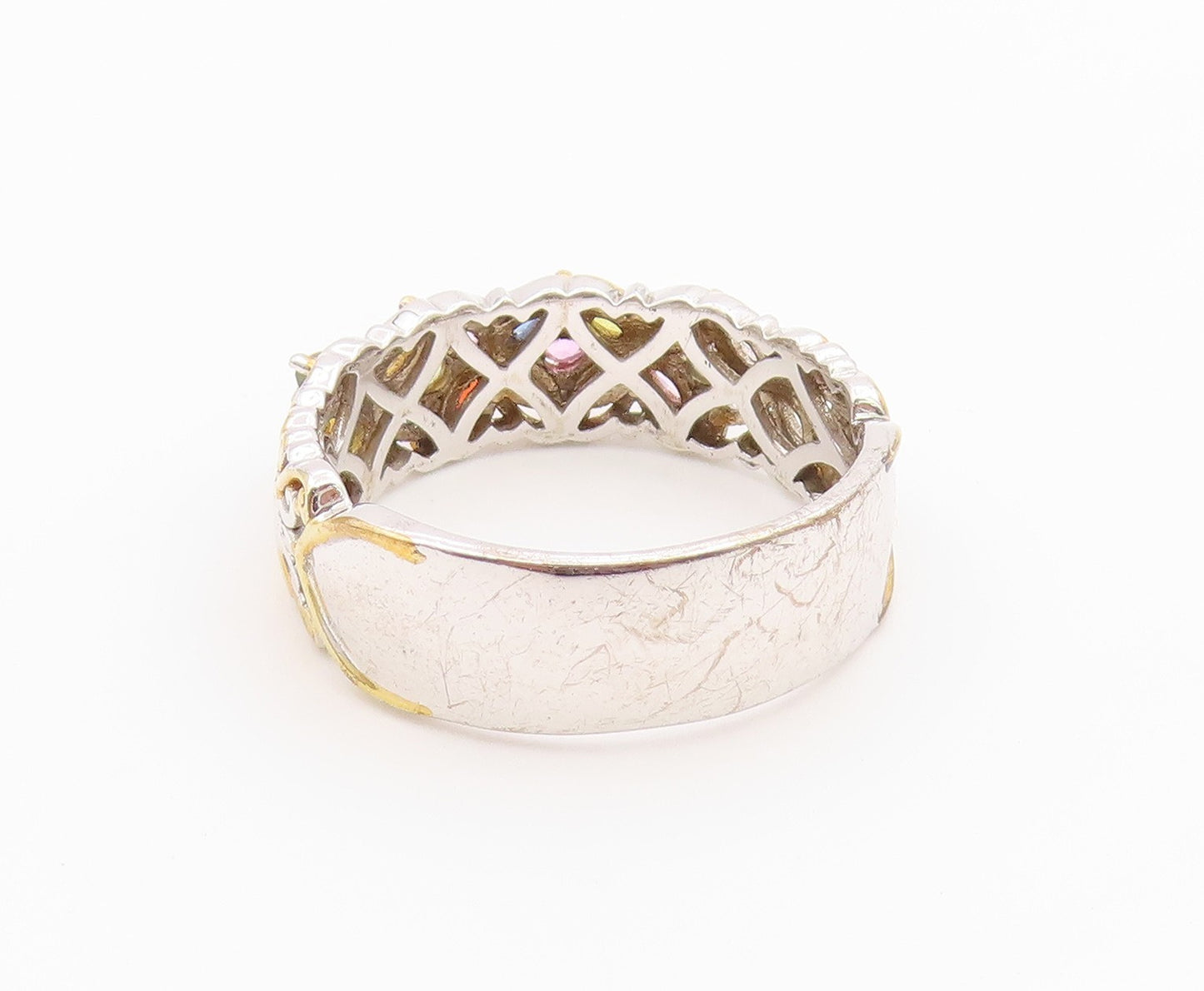 925 Sterling Silver Vintage Ring MICHAEL VALITUTTI Gemstone Band  Sz 12  RG36463