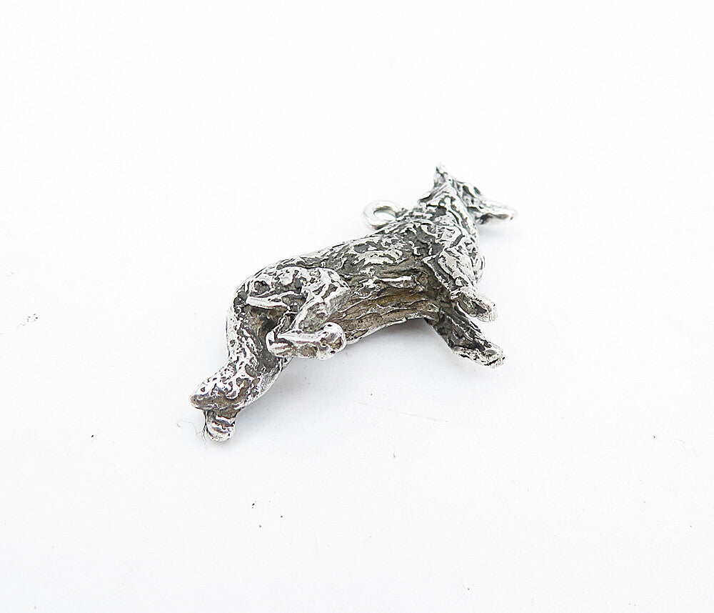 925 Sterling Silver  Vintage Petite Dark Tone Sculpted Dog Pendant  PT5258