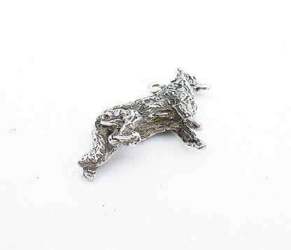 925 Sterling Silver  Vintage Petite Dark Tone Sculpted Dog Pendant  PT5258