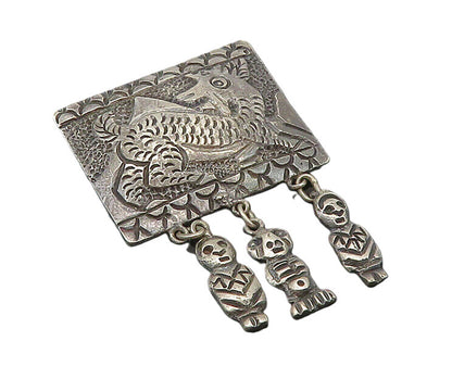 925 Sterling Silver  Vintage Antique Dangling Statues Animal Brooch Pin BP8112