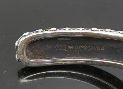 PHILIP GAVRIEL 925 Silver  Vintage Oxidized Fleur De Lis Cuff Bracelet  BT9160