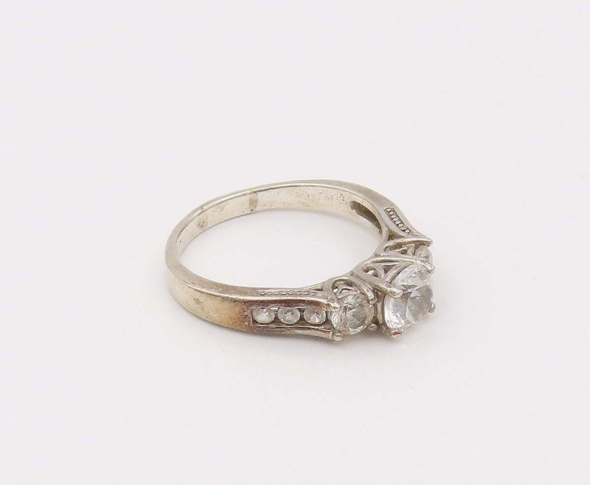 925 Sterling Silver  Vintage Princess Cut CZ Wedding Ring Sz 10.25  RG26637