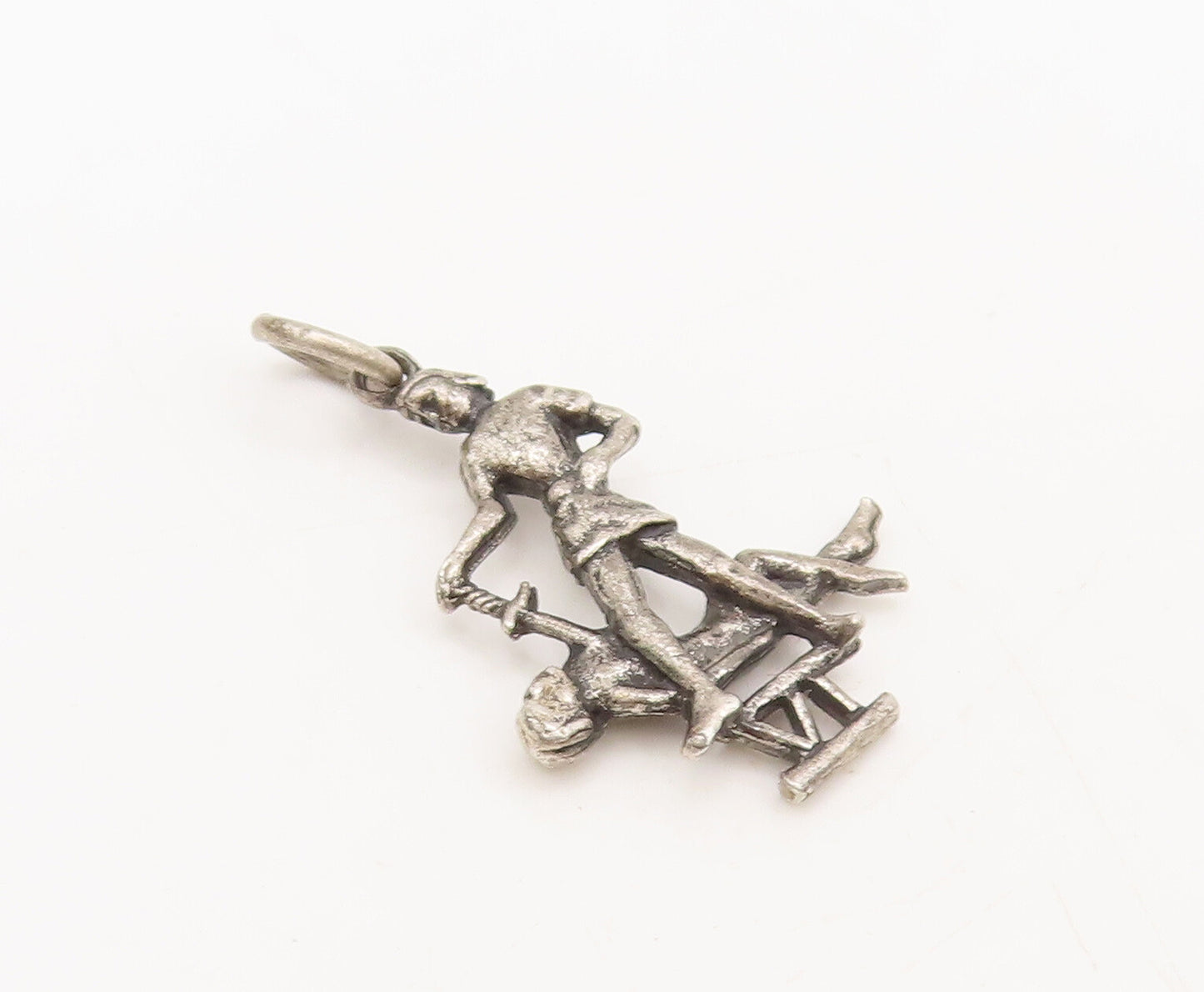 925 Sterling Silver Vintage Pendant Carved Religious Sixth Commandment  PT22467