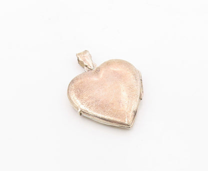 925 Sterling Silver Vintage Shiny Love Heart Locket Pendant (OPENS) PT19222