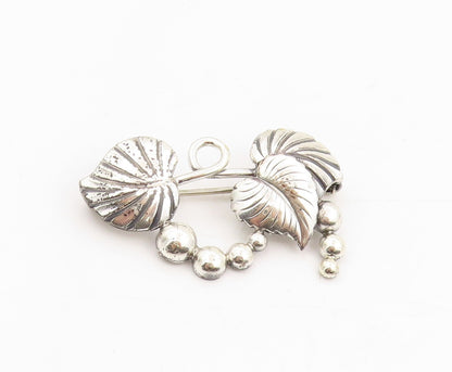 925 Sterling Silver Vintage Brooch DENMARK Botanical Floral Leaf Pin  BP12007