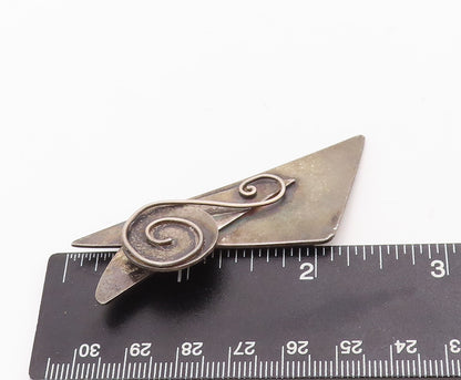 925 Sterling Silver Vintage Brooch Pin Designer Swirled Cutout   BP10989