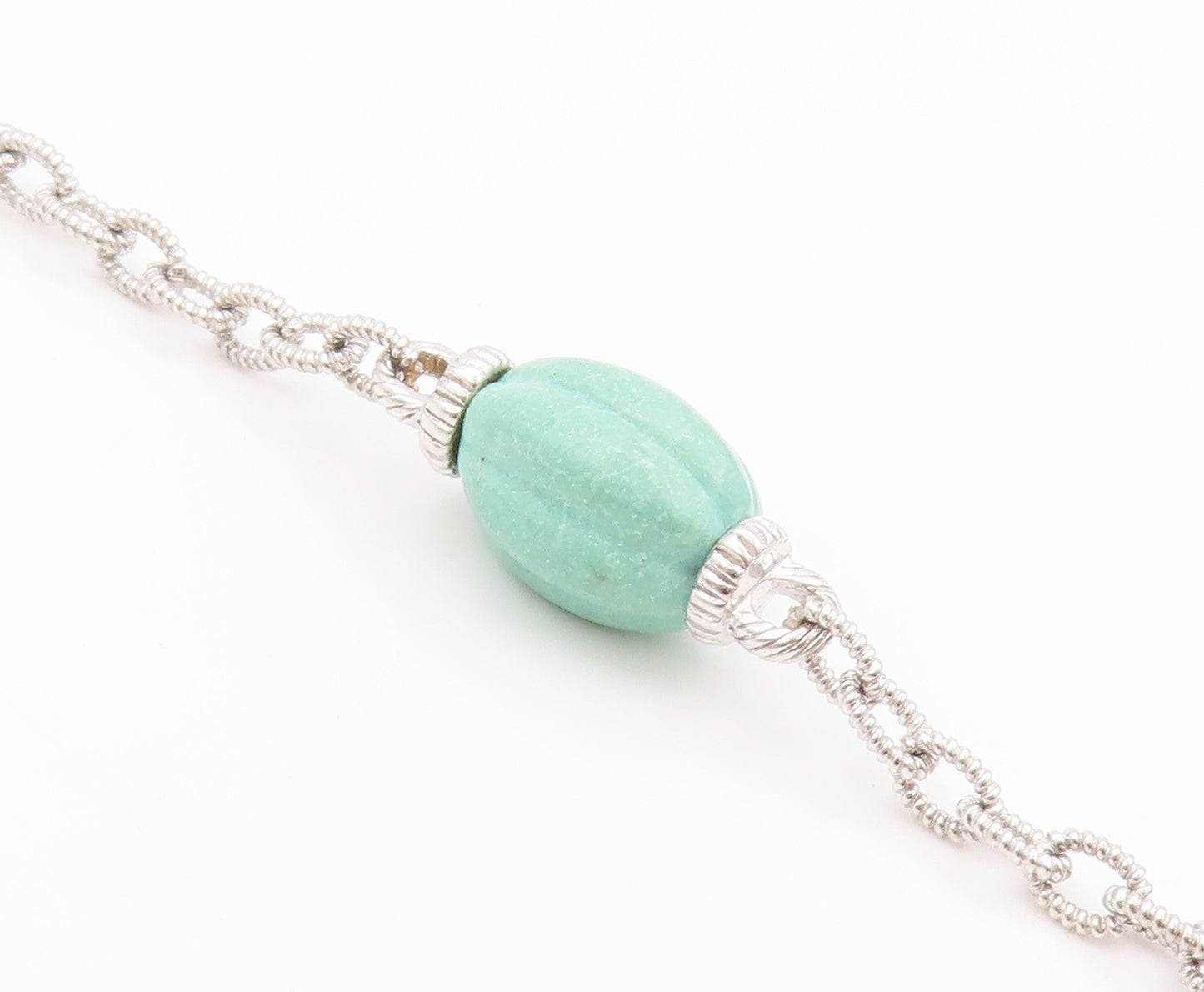 925 Sterling Silver Vintage Necklace JUDITH RIPKA Turquoise Citrine Chain NE4555