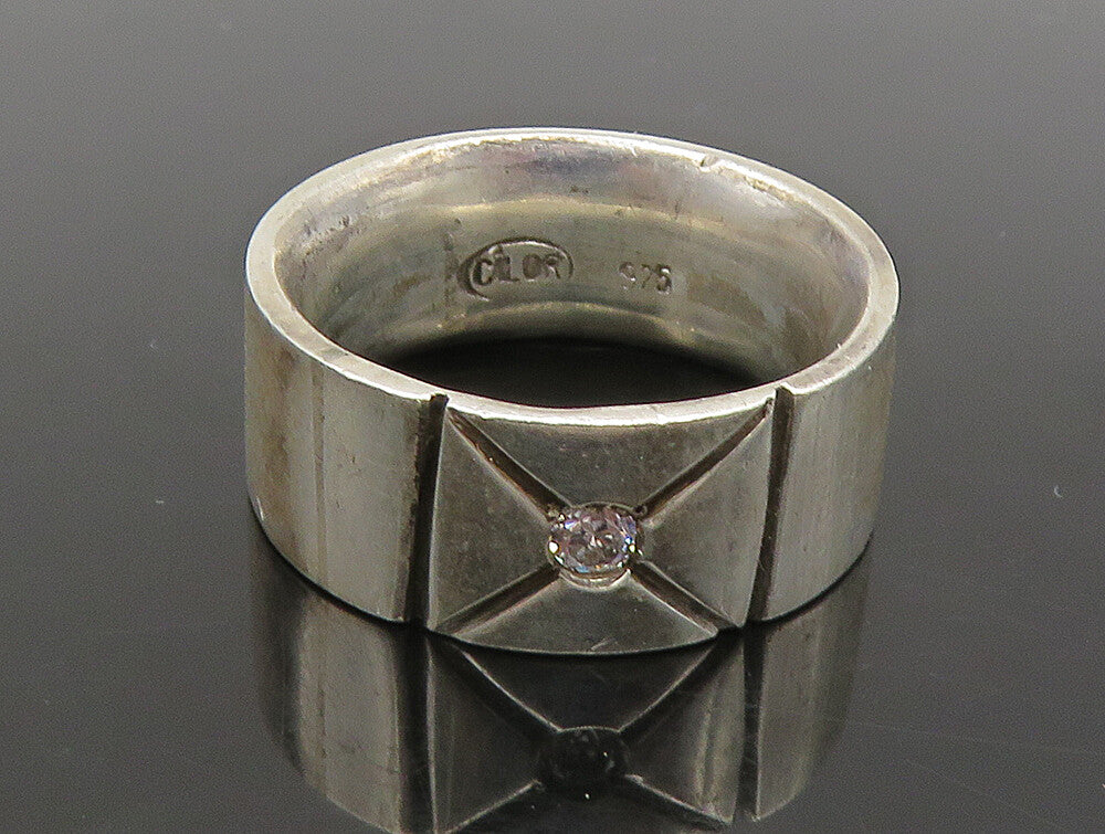 CILOR 925 Sterling Silver  Vintage White Topaz Smooth Band Ring Sz 5  RG23947