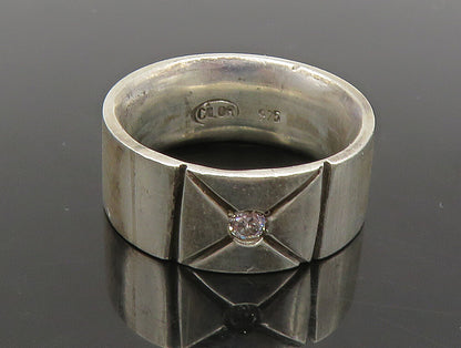 CILOR 925 Sterling Silver  Vintage White Topaz Smooth Band Ring Sz 5  RG23947
