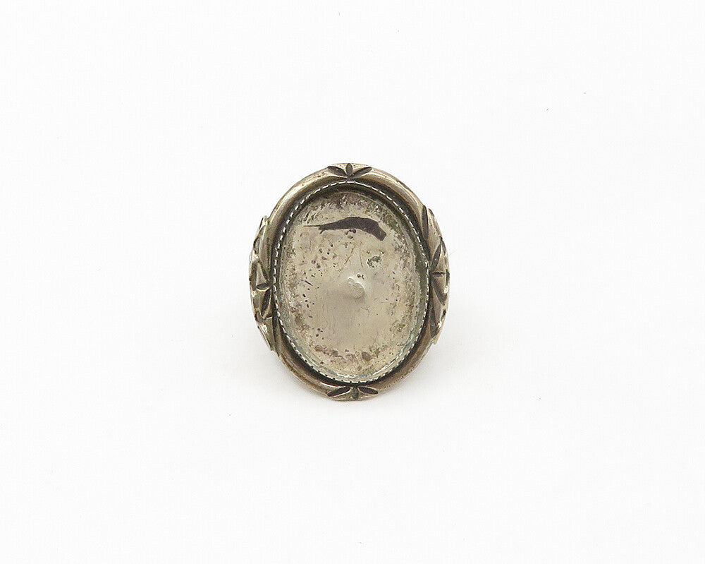 NAVAJO 925 Silver  Vintage Etched Detail Large Cocktail Ring Sz 11.5  RG17493
