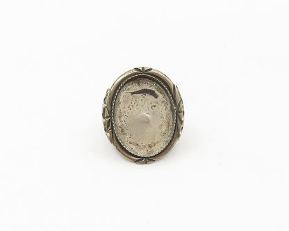 NAVAJO 925 Silver  Vintage Etched Detail Large Cocktail Ring Sz 11.5  RG17493