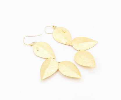 925 Sterling Silver Vintage Earrings Gold Plated Designer Drop Leaves  EG13322