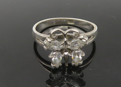 925 Sterling Silver  Vintage Cubic Zirconia Butterfly Band Ring Sz 8  RG22388