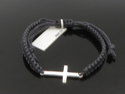 925 Sterling Silver  Religious Cross Adjustable Friendship Bracelet  BT1027