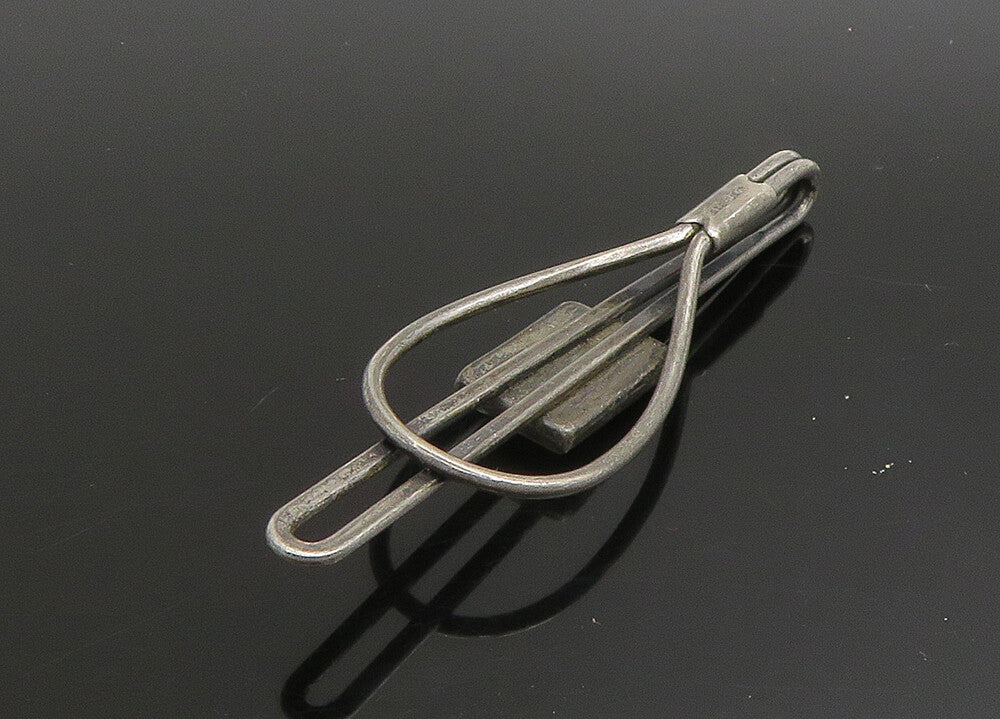 925 Sterling Silver  Vintage Mother Of Pearl Dark Tone Tie Clip  TR3182