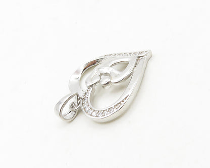 925 Sterling Silver  Cubic Zirconia Mom & Baby Love Heart Pendant  PT15158