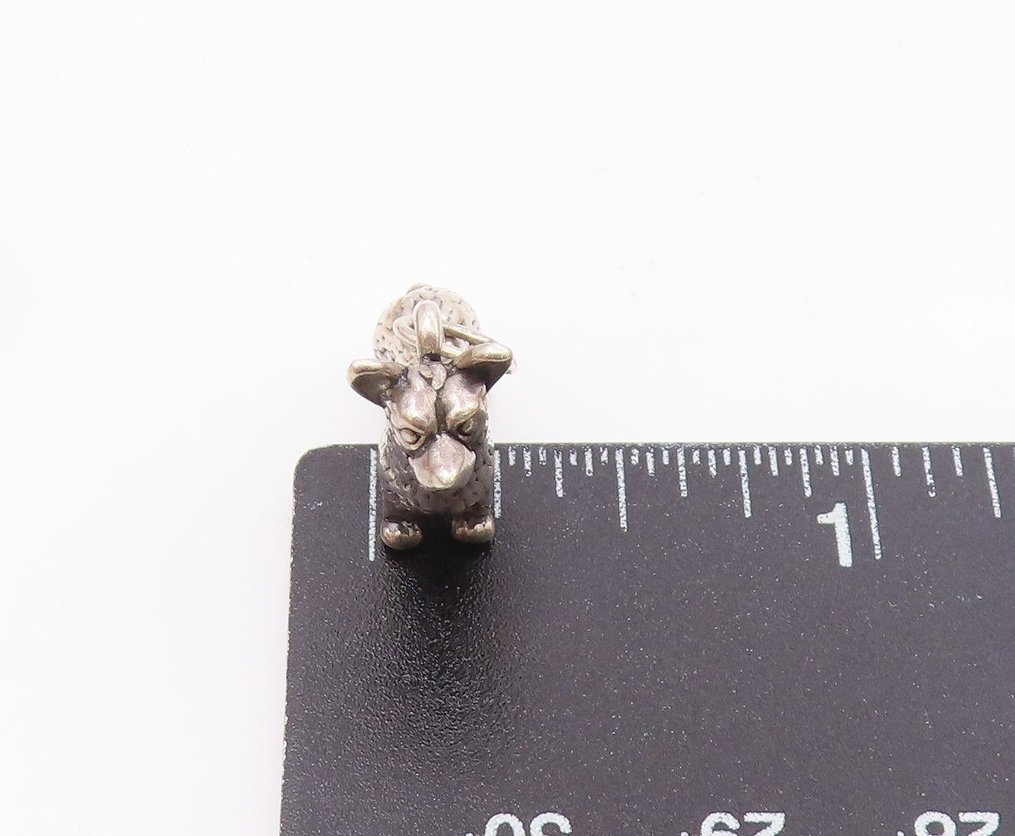 925 Sterling Silver  Vintage Shiny Petite Dog Animal Motif Pendant  PT19791