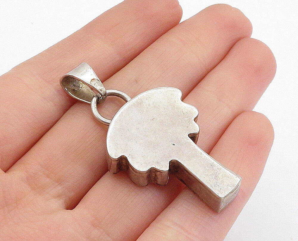 MEXICO 925 Sterling Silver  Vintage Smooth Hollow Palm Tree Pendant  PT3386