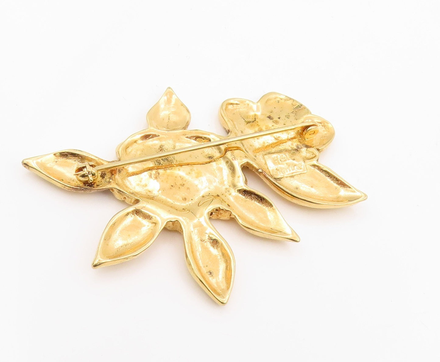 925 Sterling Silver Vintage Brooch Gold Plated HAND & HAMMER Floral Pin  BP12354