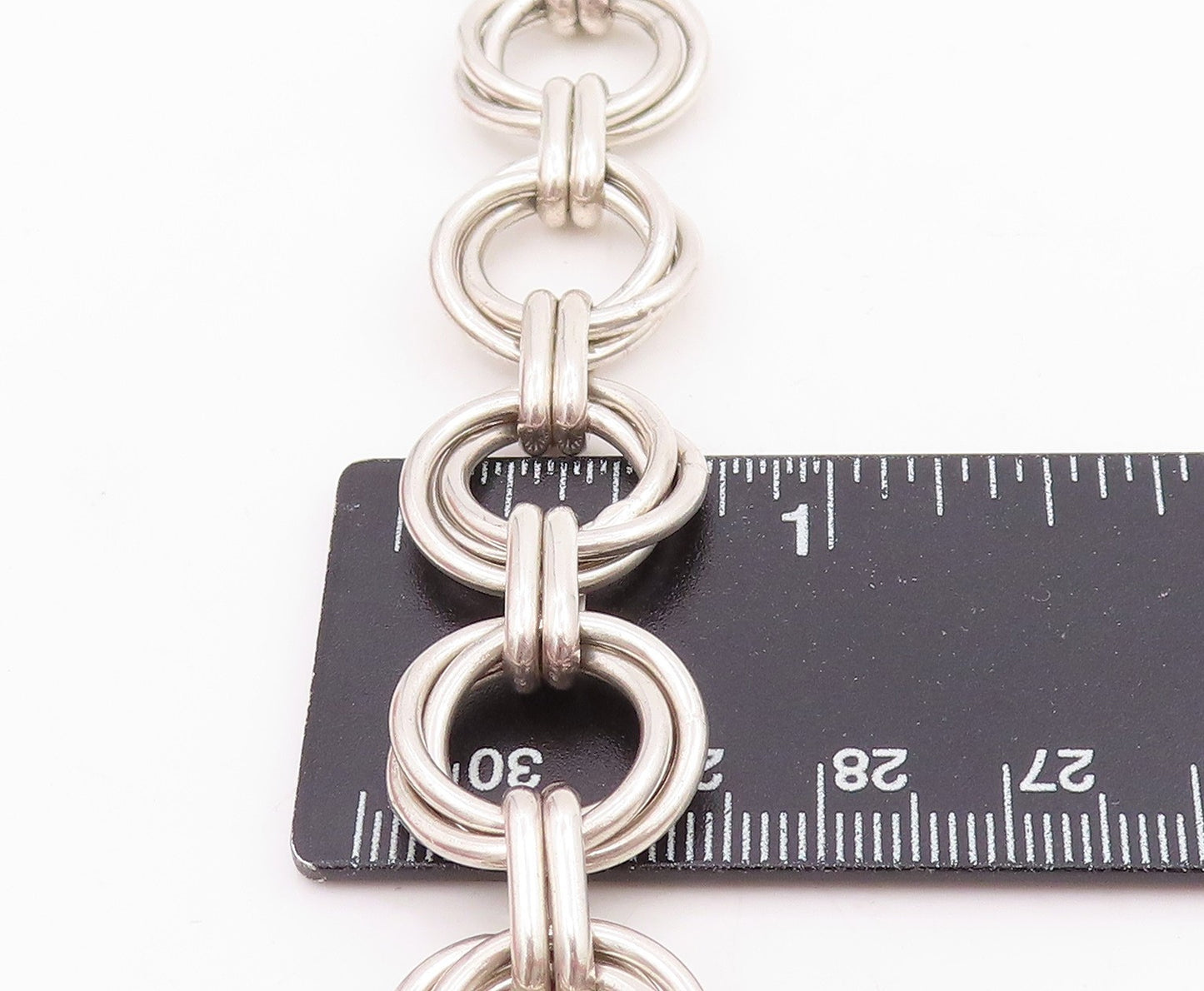 925 Sterling Silver Vintage Bracelet Interlocking Geometric Circles BT11558