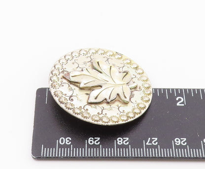 925 Sterling Silver  Vintage Hand Wrought Single Leaf Swirl Brooch Pin  BP3671
