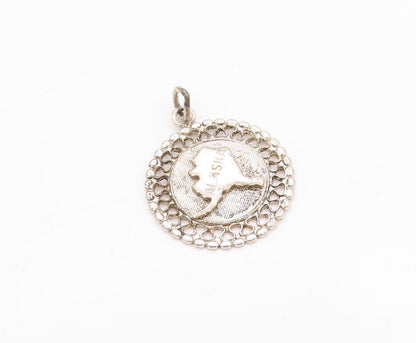 925 Sterling Silver Vintage Pendant Antique Cutout Alaska Map Charm  PT24538