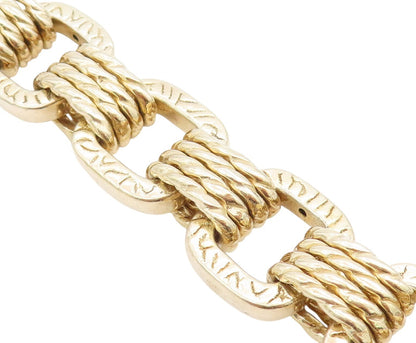925 Sterling Silver Vintage Bracelet Gold Plated Cutout Square & Rings  BT10982