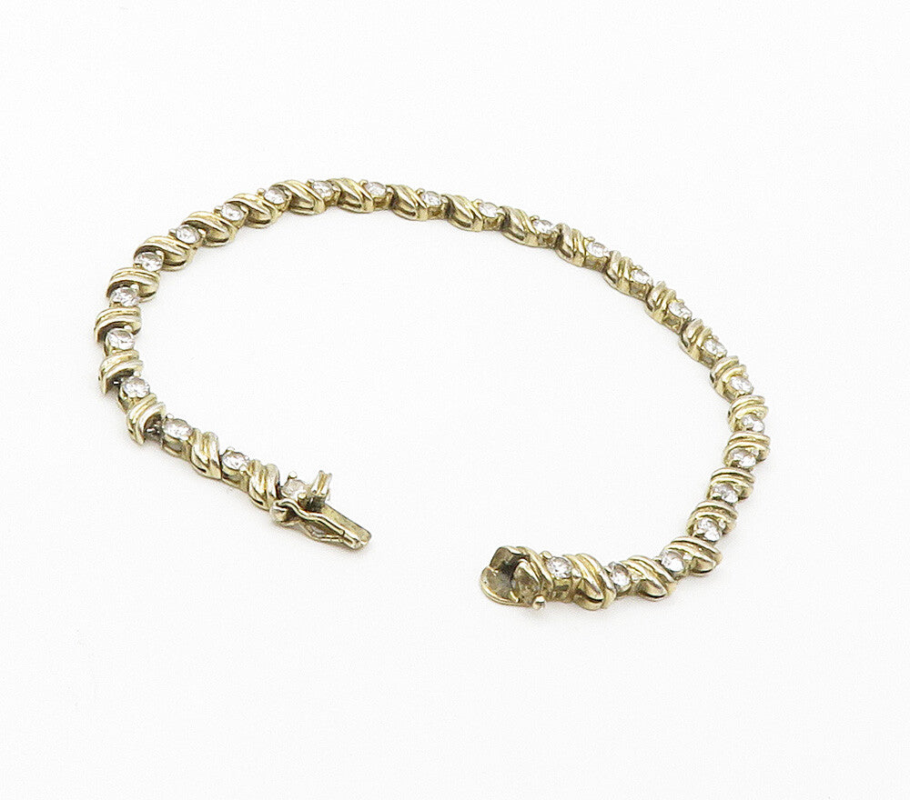 ROSS SIMON 925 Silver  Vintage White Topaz Gold Plated Chain Bracelet  BT6098