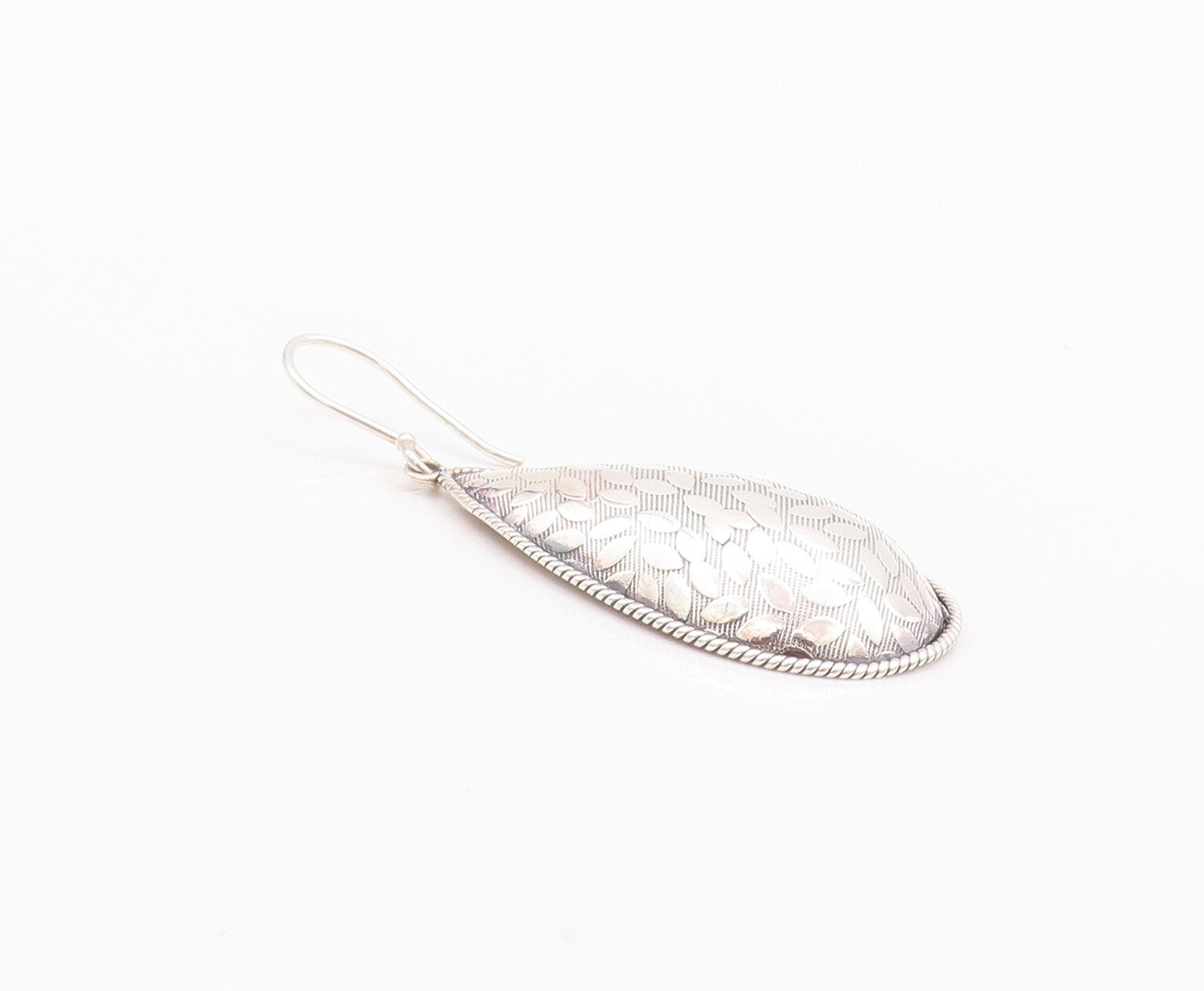 925 Sterling Silver Vintage Earrings DOUG PAULUS Drop Shape Leaf Carved  EG12989