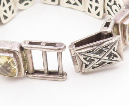 925 Sterling Silver Vintage Bracelet DEBORAH ARMSTRONG Citrine Chain  BT11935
