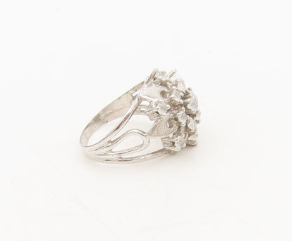 UNCAS 925 Sterling Silver  Vintage Topaz Beaded Floral Cutout Ring Sz 8  RG27335