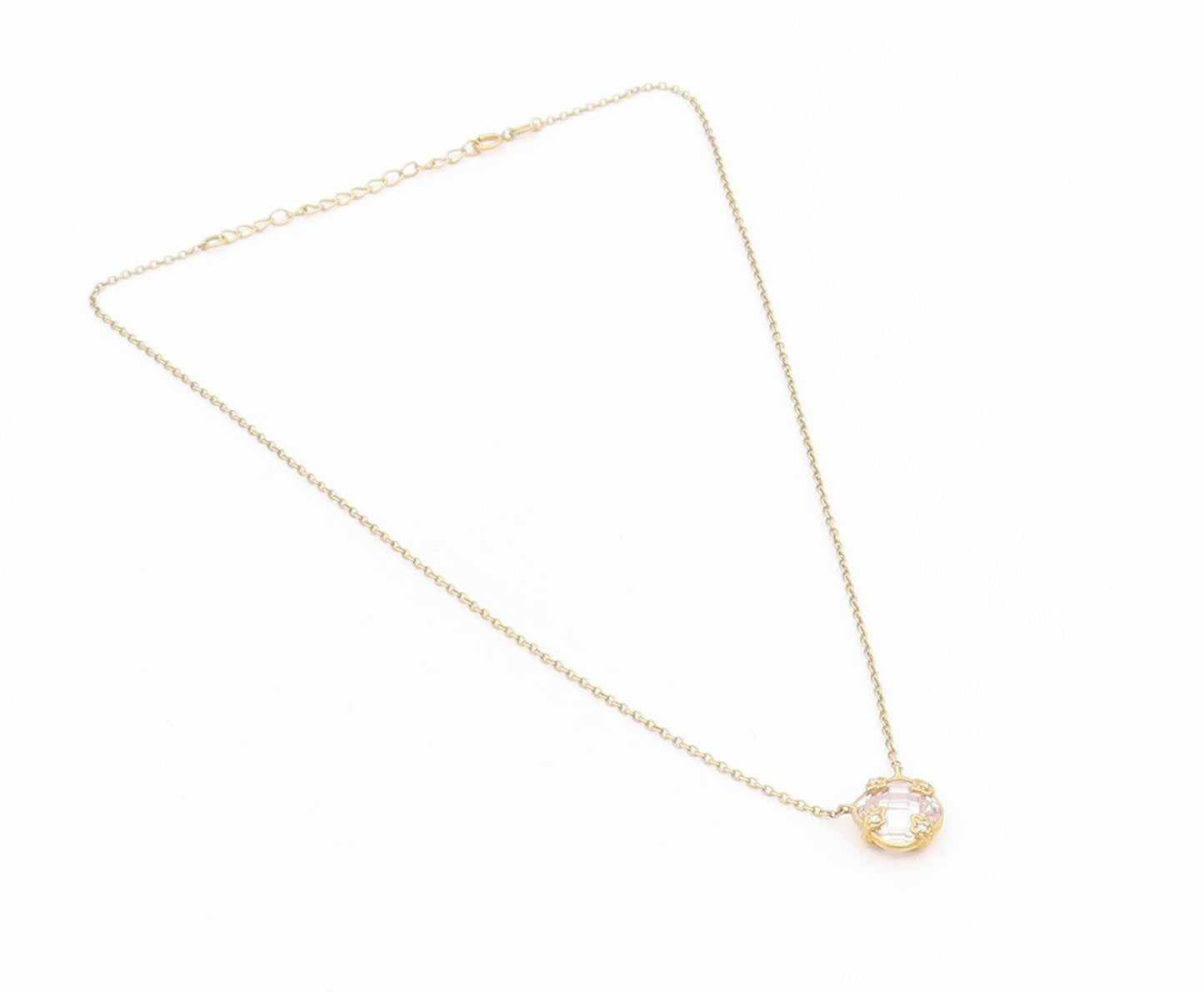 925 Sterling Silver Vintage Necklace Gold Plated Elegant Quartz & CZ  NE4849