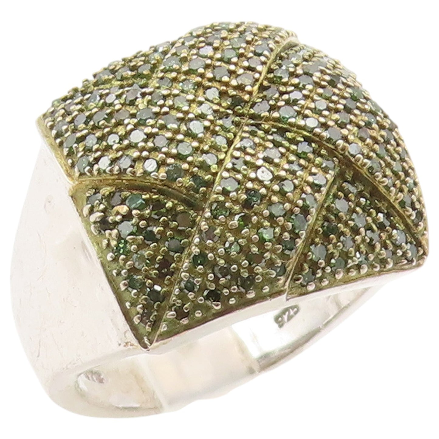 925 Sterling Silver Vintage Ring Real Diamonds Woven Cluster Band Sz 10 RG36619