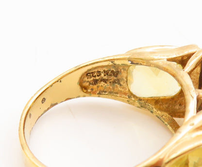 925 Sterling Silver Vintage Ring Rose Plated Smoky Quartz & Citrine Sz 8 RG29586