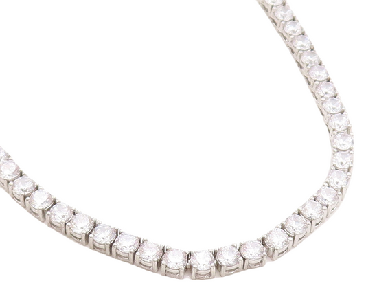 925 Sterling Silver  Sparkling Round Cut Cubic Zirconia Chain Necklace  NE2090
