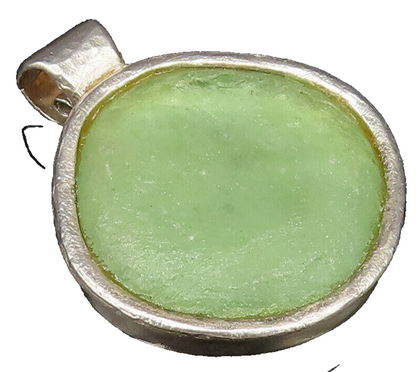 REVITAL ISRAEL 925 Silver  Vintage Green Roman Glass Drop Pendant  PT21827