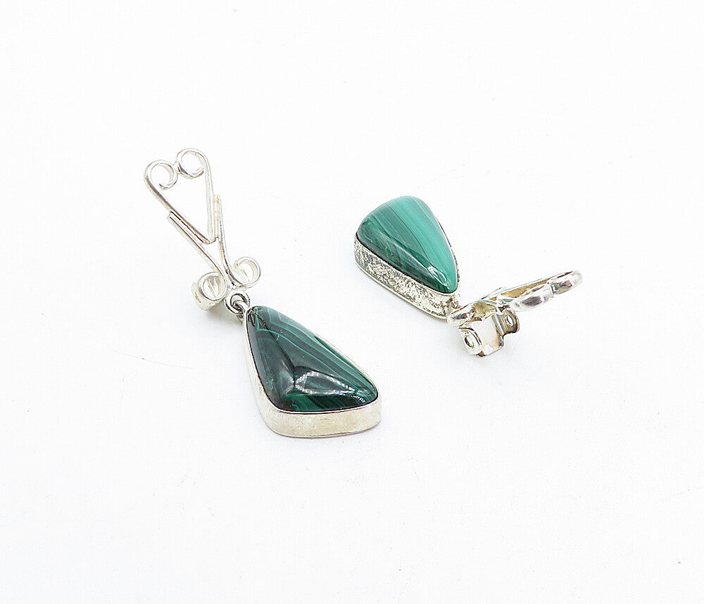 DTR JAY KING 925 Sterling Silver  Vintage Malachite Dangle Earrings  EG2333