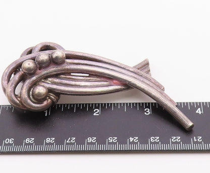 925 Sterling Silver  Vintage Heavy Large Dark Tone Ribbon Brooch Pin  BP8786
