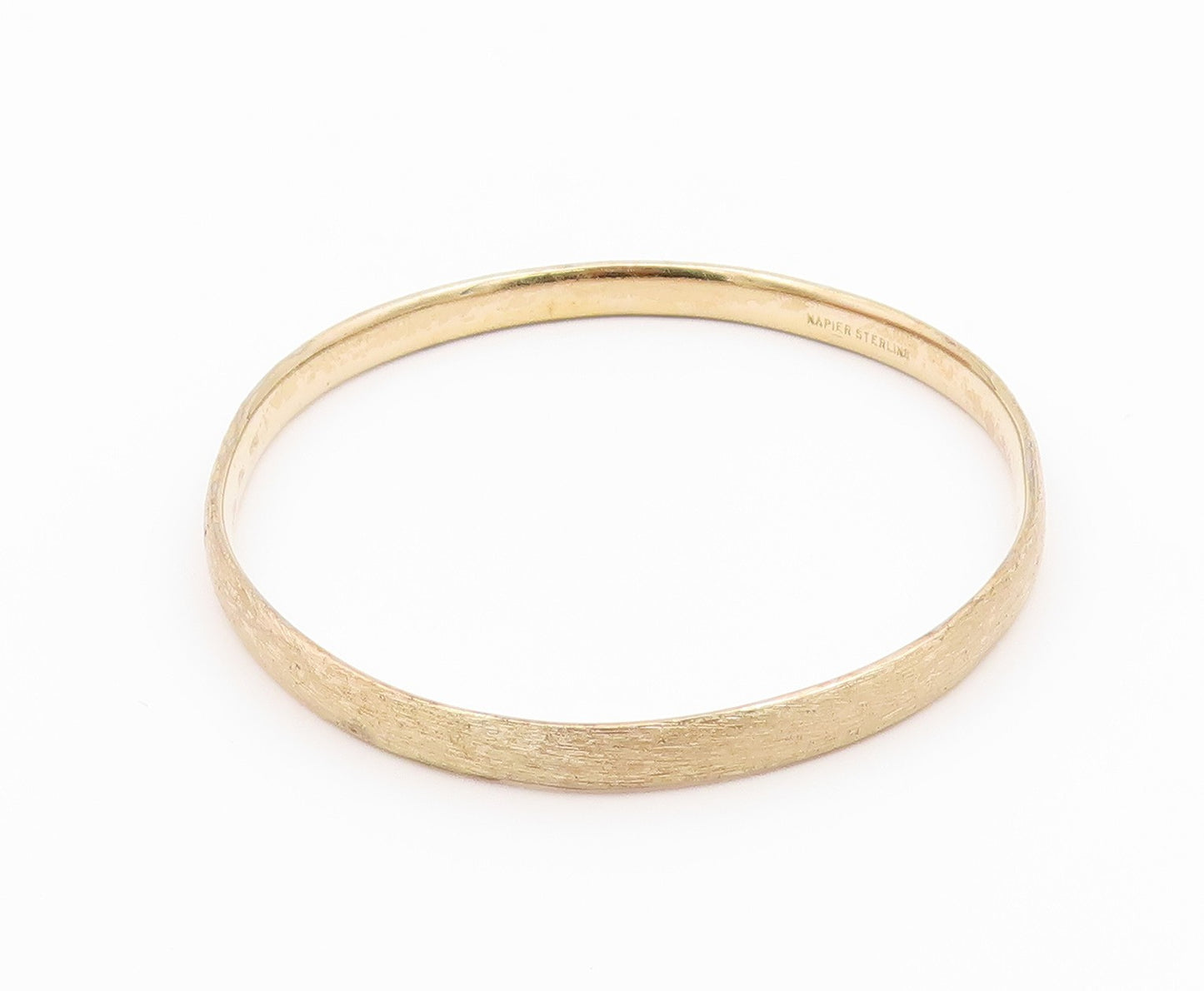 NAPIER 925 Sterling Silver  Vintage Minimalist Oval Bangle Bracelet  BT8177