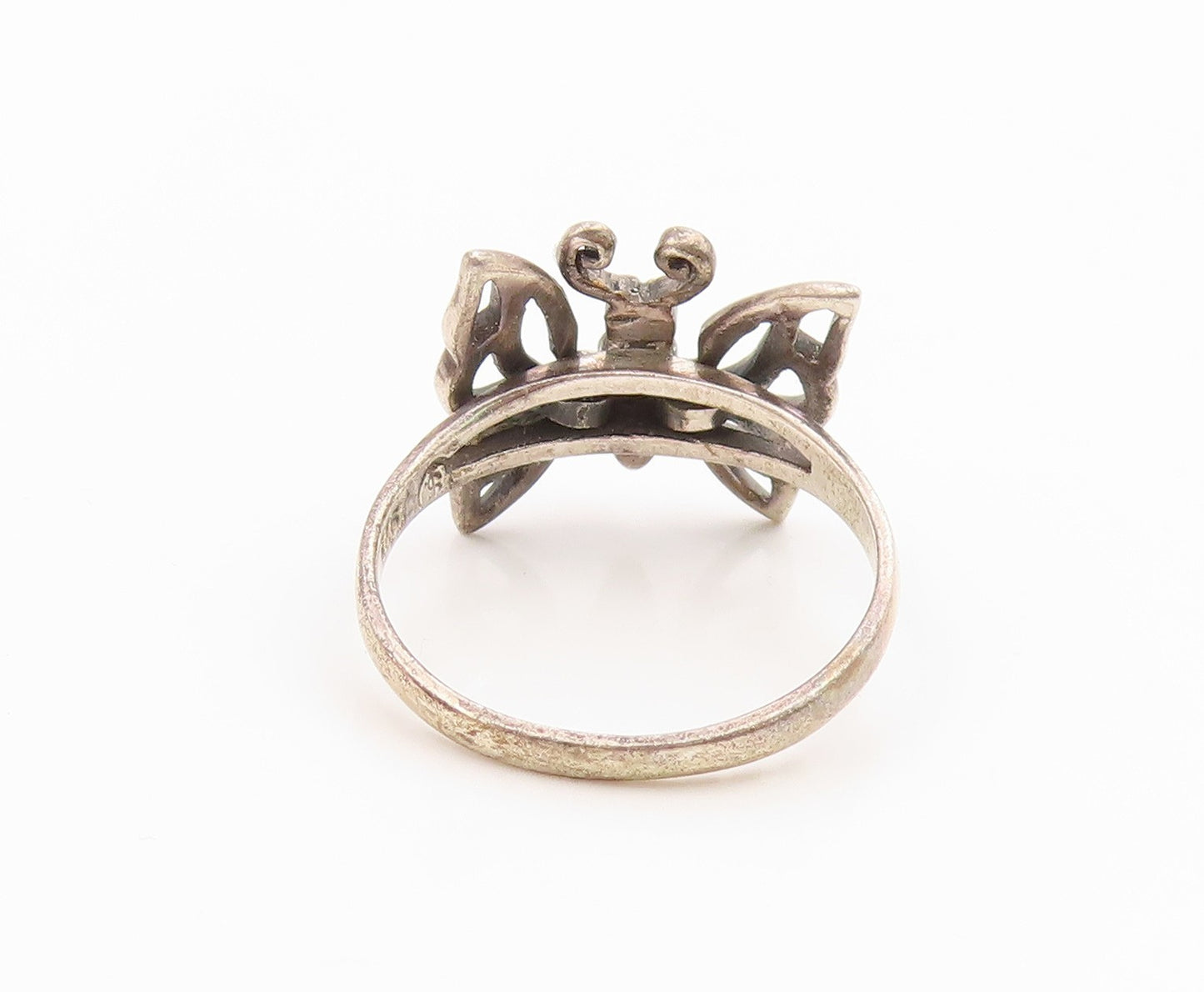925 Sterling Silver Vintage Ring Elegant Openwork Butterfly Band  Sz 7  RG35593
