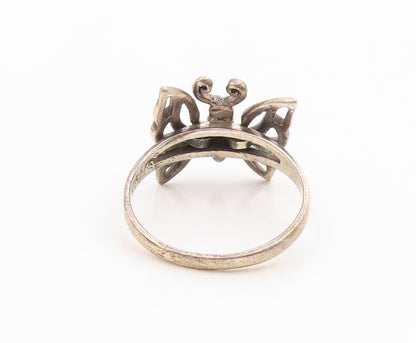 925 Sterling Silver Vintage Ring Elegant Openwork Butterfly Band  Sz 7  RG35593