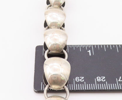 925 Sterling Silver Vintage Bracelet Chunky Puffy Sculptural Bead Link  BT12141