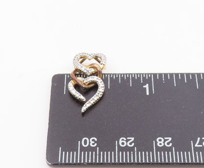 ROSS SIMON 925 Silver  Genuine Diamond Triple Love Hearts Pendant  PT9220