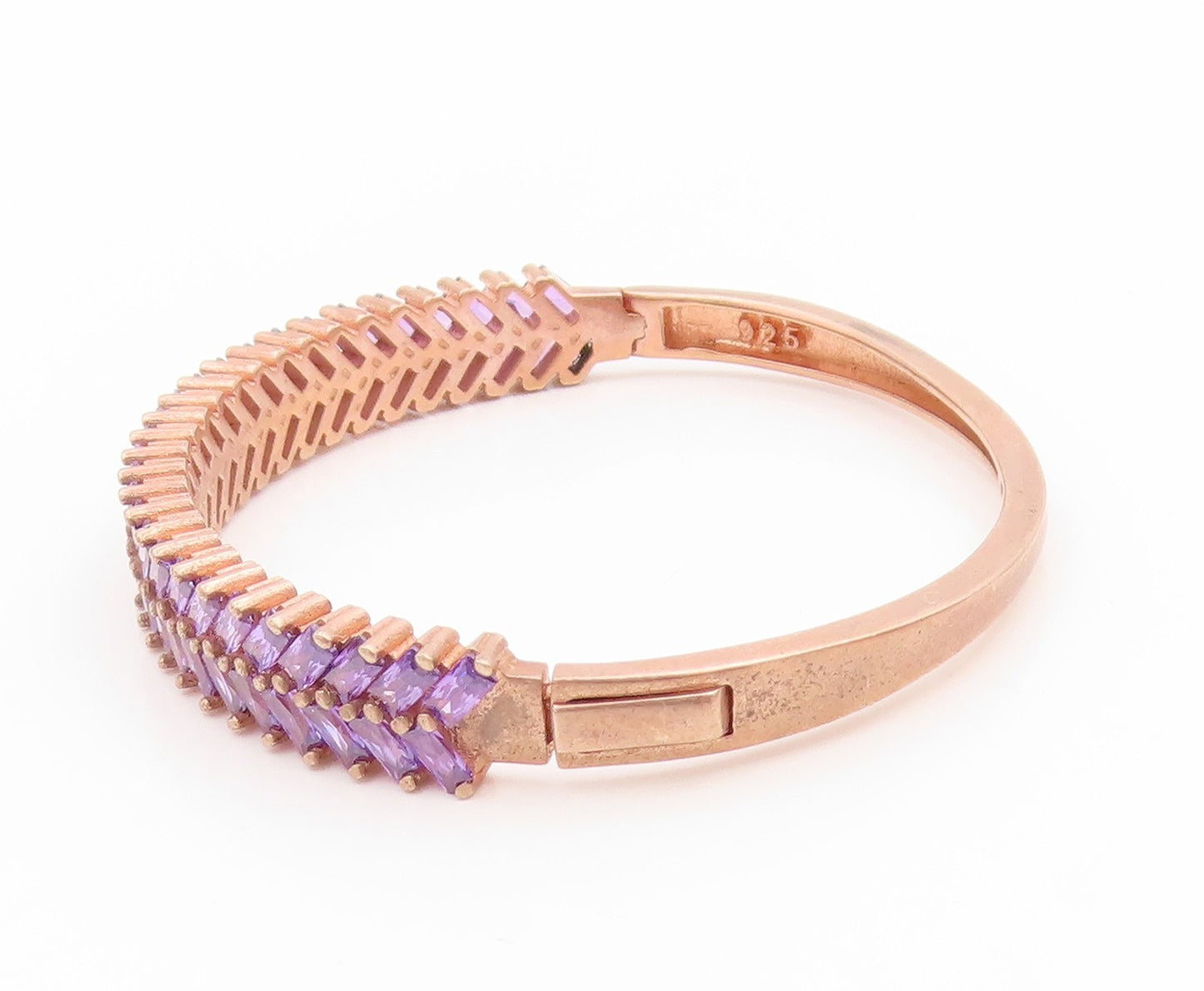 925 Sterling Silver Vintage Bracelet Gold Plated Tanzanite Elegant Bangle BT5727