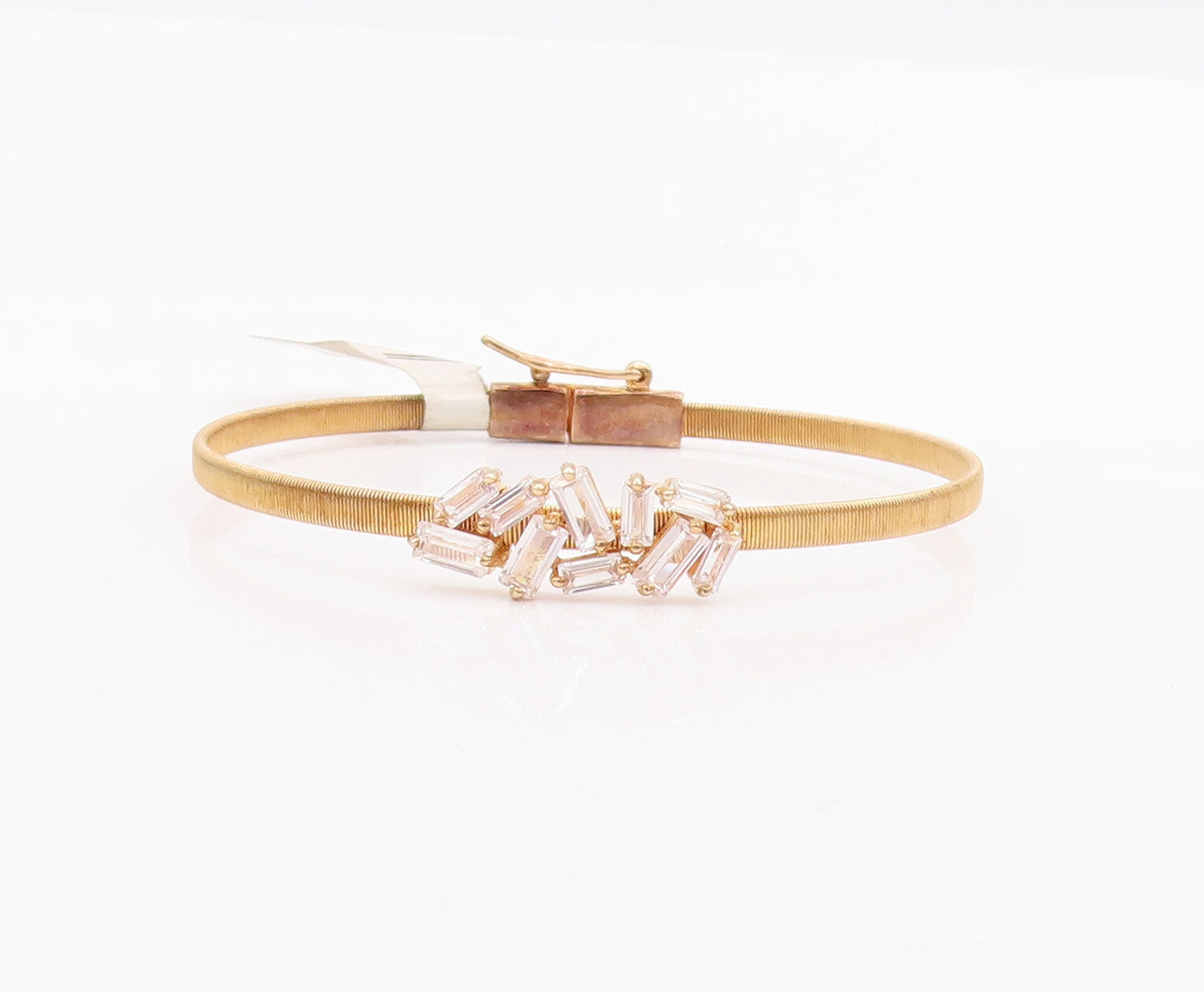 925 Sterling Silver Vintage Bracelet Designer Gold Plated Brutalist CZ  BT10493